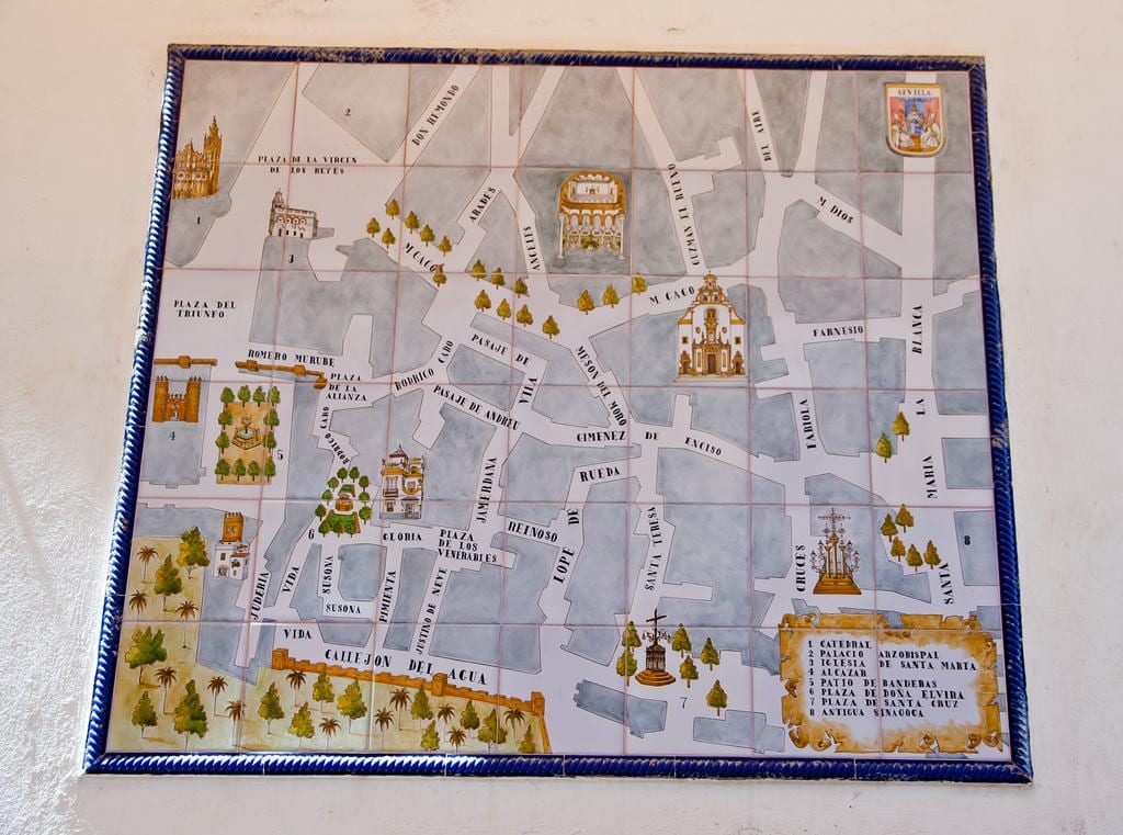 mapa židovska četvrt Sevilje