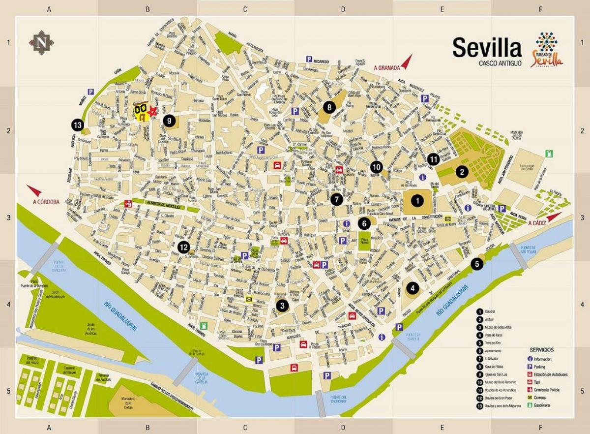 mapa besplatno ulična mapa iz Sevilje u španiji