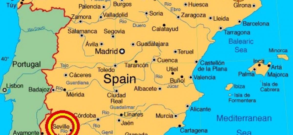 mapa je iz španije pokazuje Sevilje