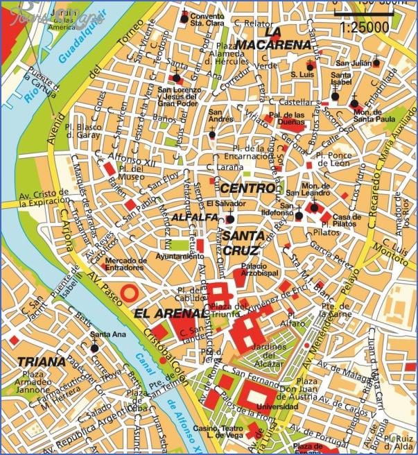 Sevilje u španiji mapu turističke atrakcije