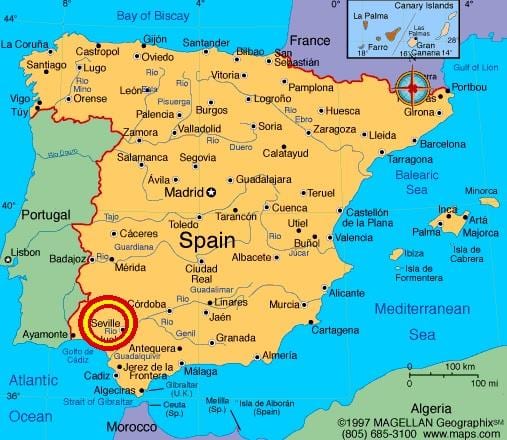 Sevilje espana mapu