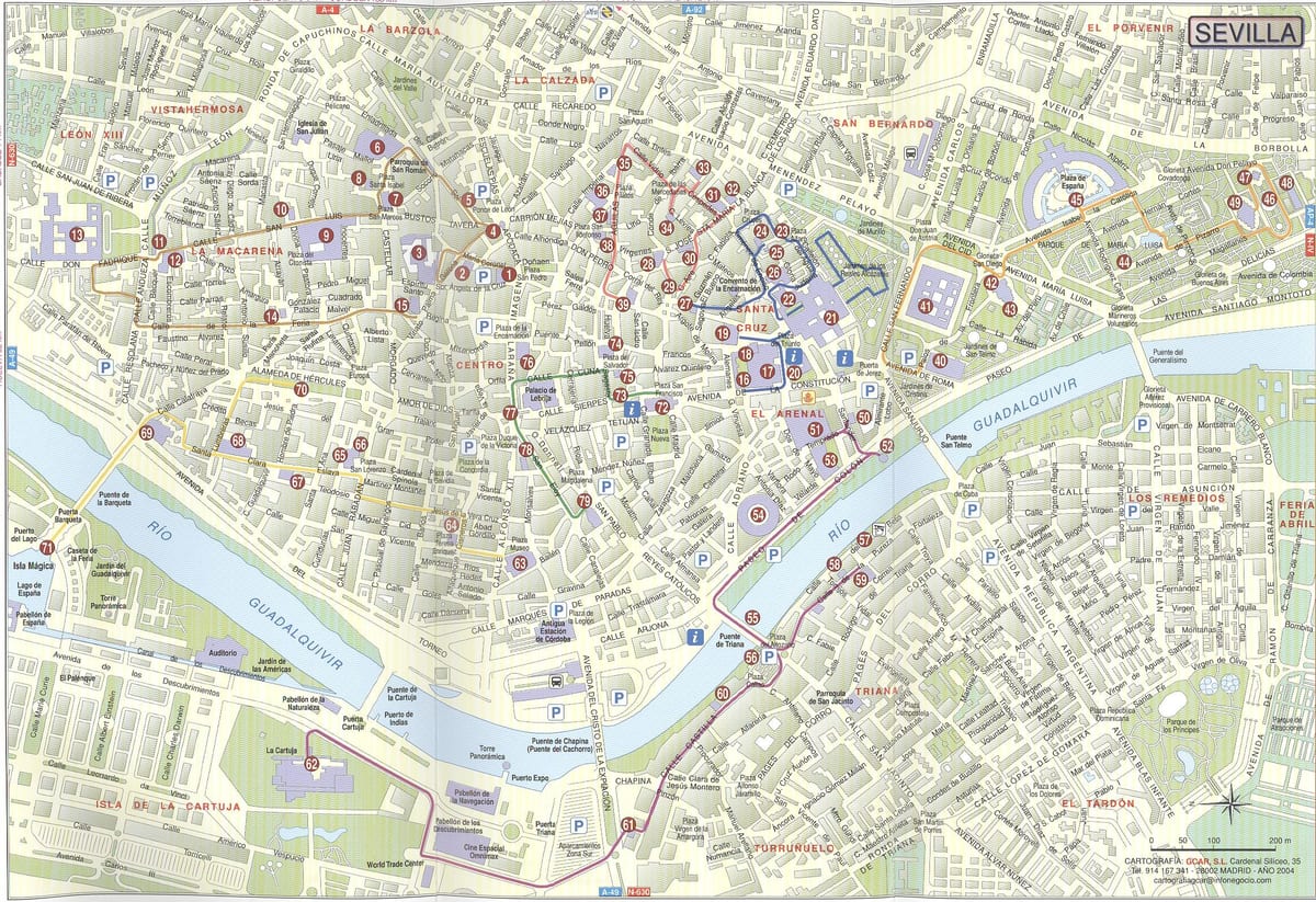 ulična mapa iz Sevilje u španiji