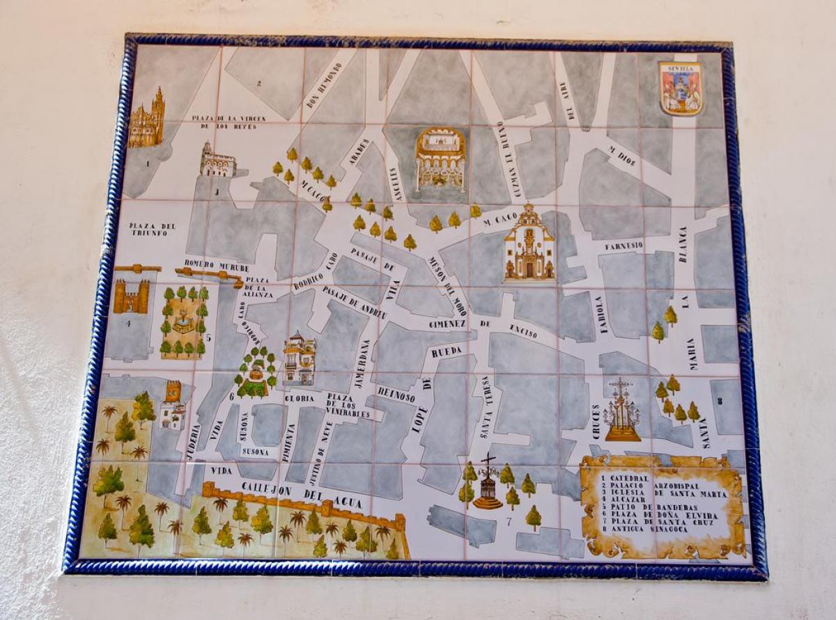 mapa židovska četvrt Sevilje